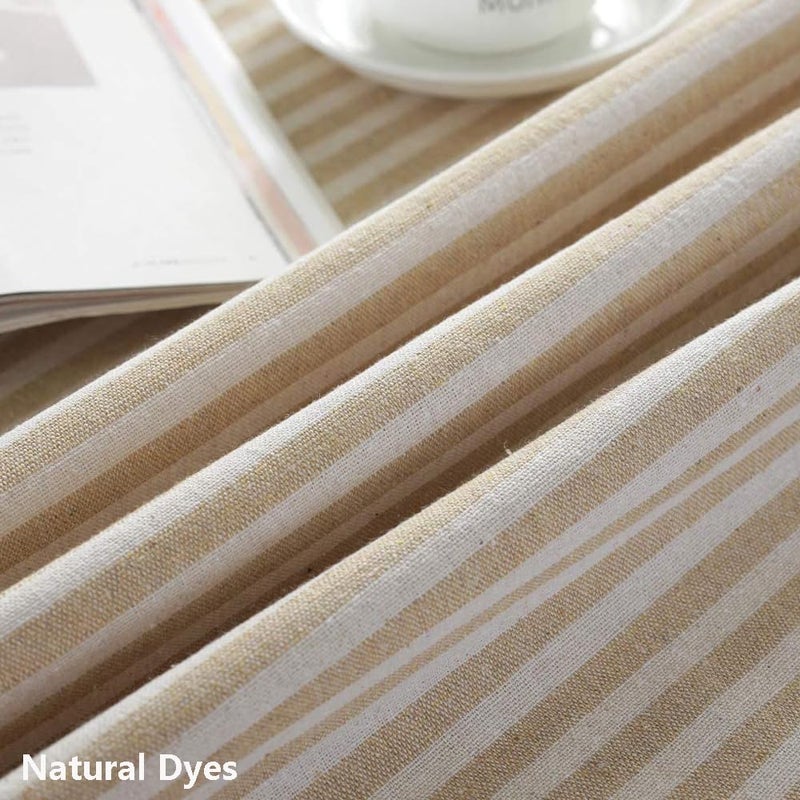 TruDelve Rectangular Tablecloth Beige Striped Cloth Tablecloths with Tassels Rustic Fall Table Cloth Rectangle Table Cover (Beige,70"x55",Rectangular) - Image 4